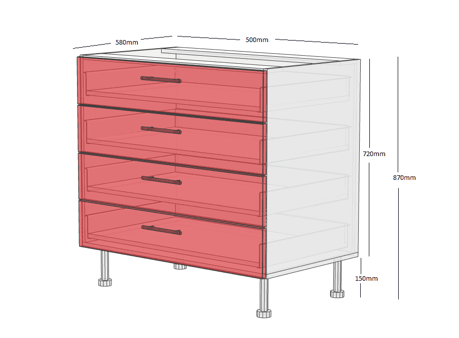 Drawer Cabinets - 4 Drawers - 500mm