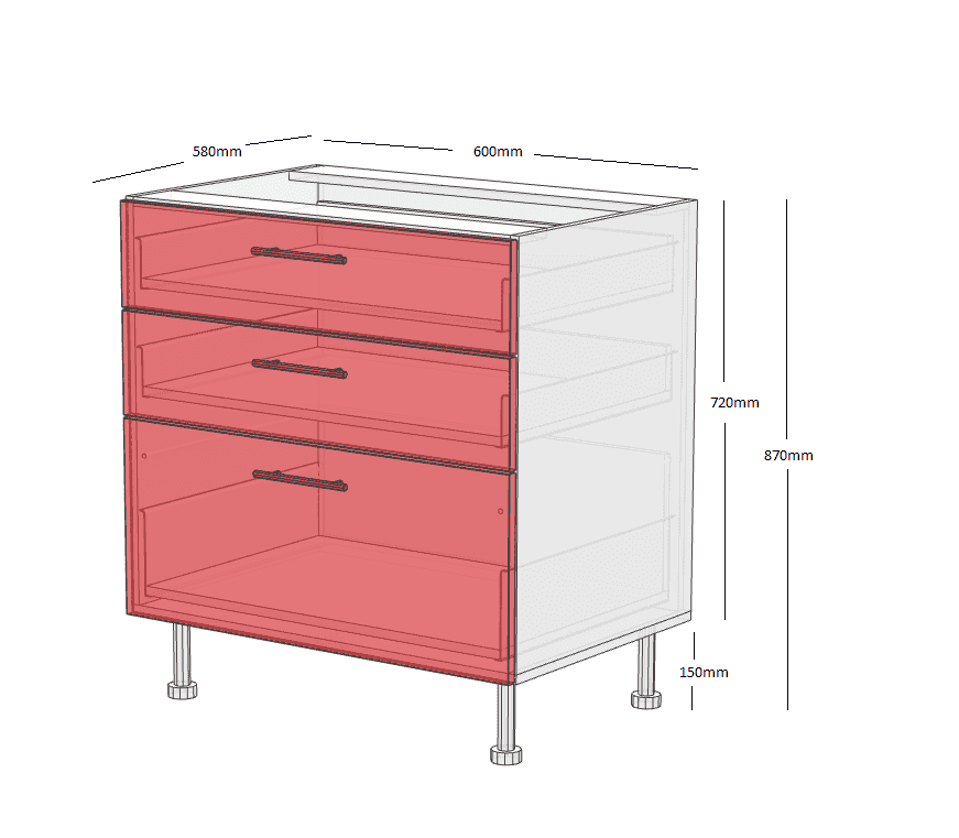 Drawer Cabinets - 3 Drawers - 600mm
